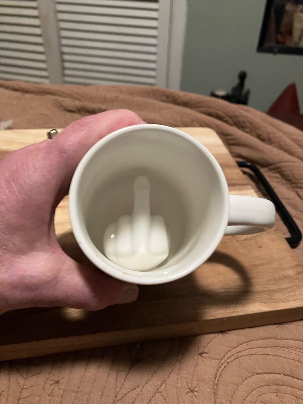 White Middle Finger Ceramic Coffee Mug